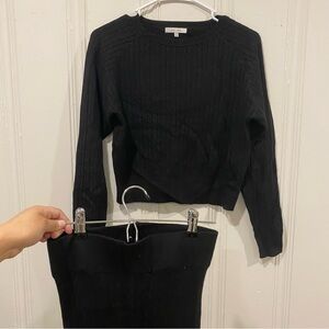 Black Sweater and legging Set , matching piece cable knit material cozy